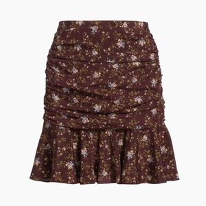 Veronica Beard Mini Skirt 2 Women's‎ Taras Ruched Floral Merlot Multicolor